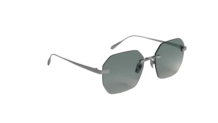 Titanium Silver Frame Green Lens Sunglasses with Carl Zeiss Vision™ 